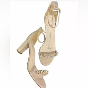 Benjamin Walk Gold/Champagne Glitter Ankle strap heels Sz 11